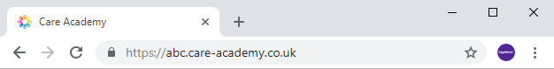 type the Care Academy web address into your browser address bar