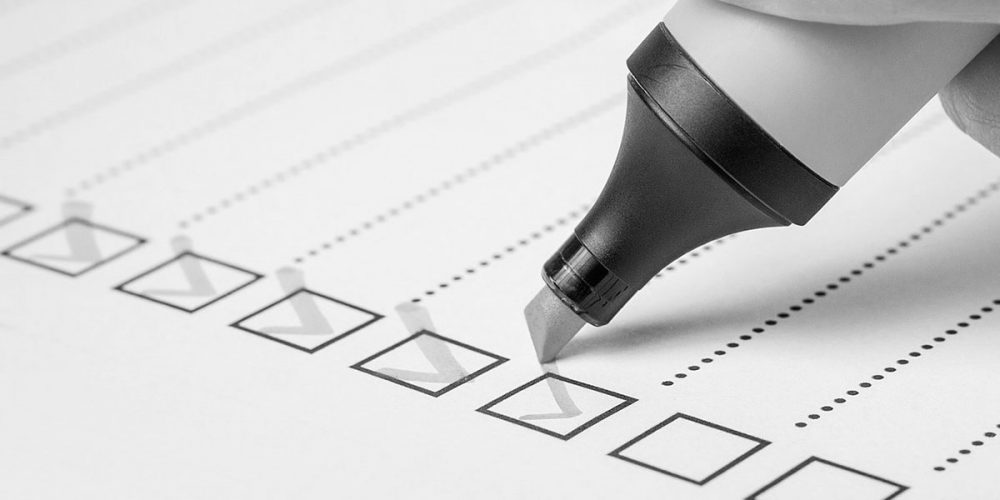 checklist and highlighter pen